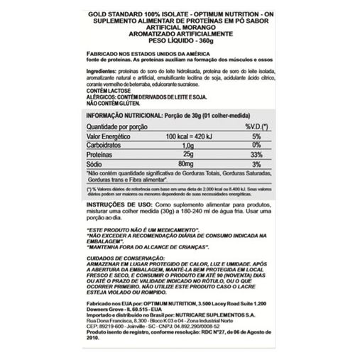 2X 100% GOLD STANDARD ISOLATE 0.79 LIBRAS - OPTIMUM NUTRITION