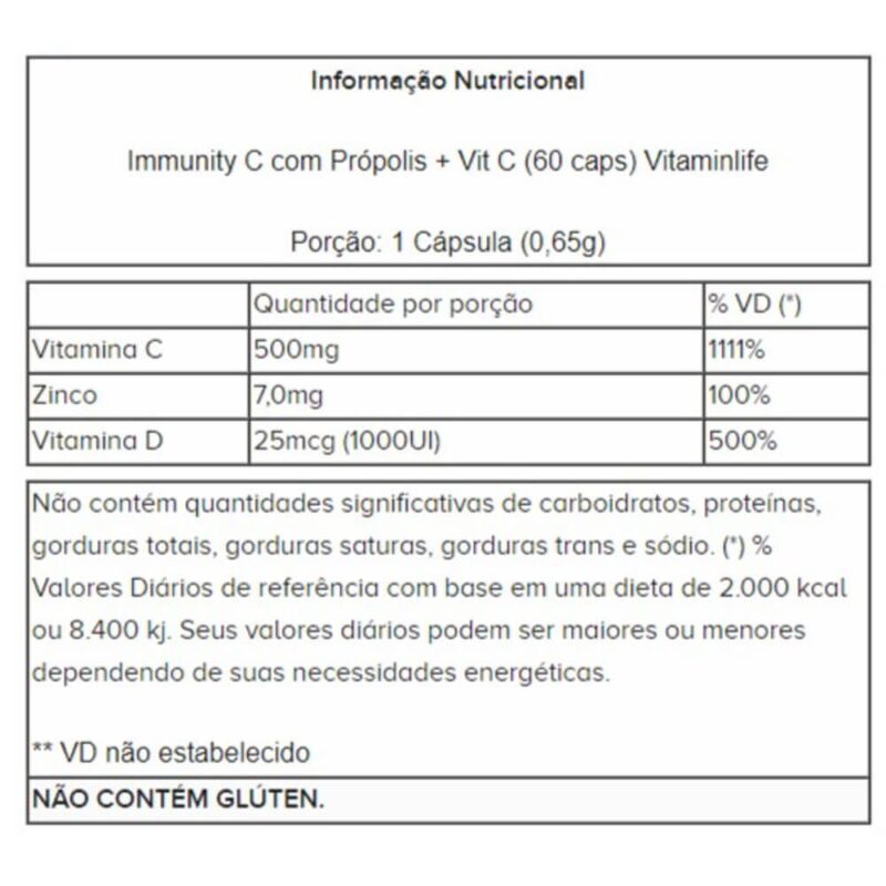IMMUNITY C 60 CÁPSULAS - VITAMIN LIFE
