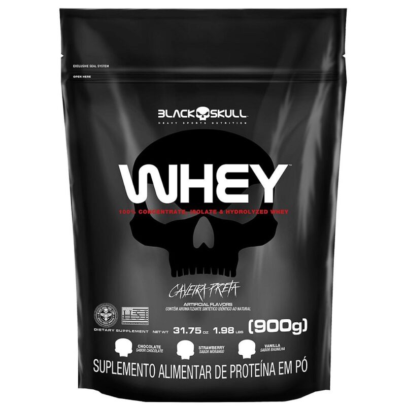 WHEY 900 GR + BCAA 100 CAPSULAS + BOPE PRE-TREINO - BLACK SKULL