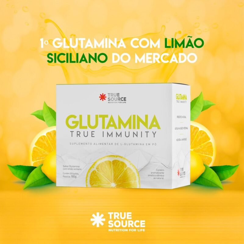 GLUTAMINA TRUE IMMUNITY 30 SACHES LIMÃO SICILIANO 180 GR - TRUE SOURCE