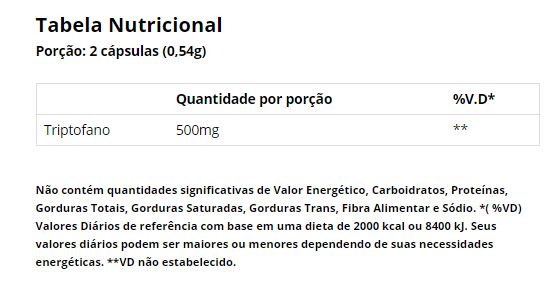 TRIPTOFANO 500 MG 60 CÁPSULAS - VITAMINLIFE