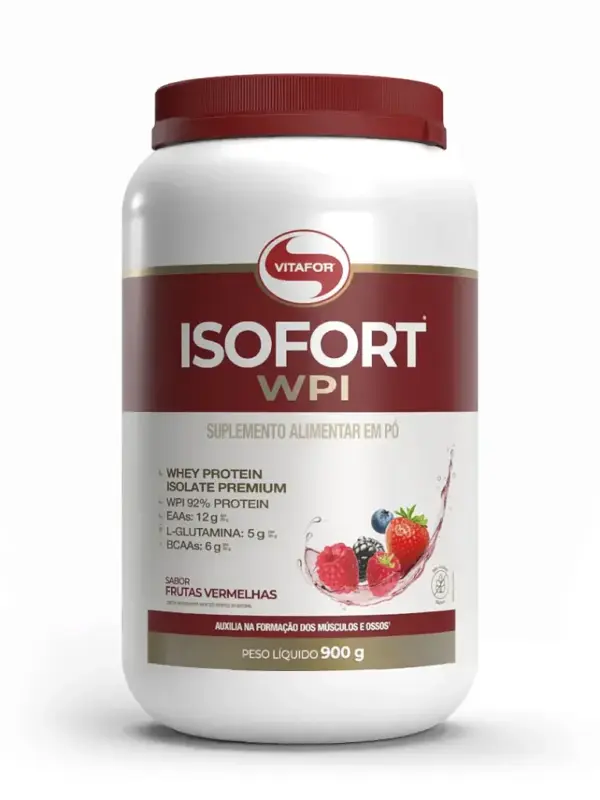 WHEY PROTEIN ISOLADO - ISOFORT 900 GR (FRUTAS VERMELHAS) - VITAFOR