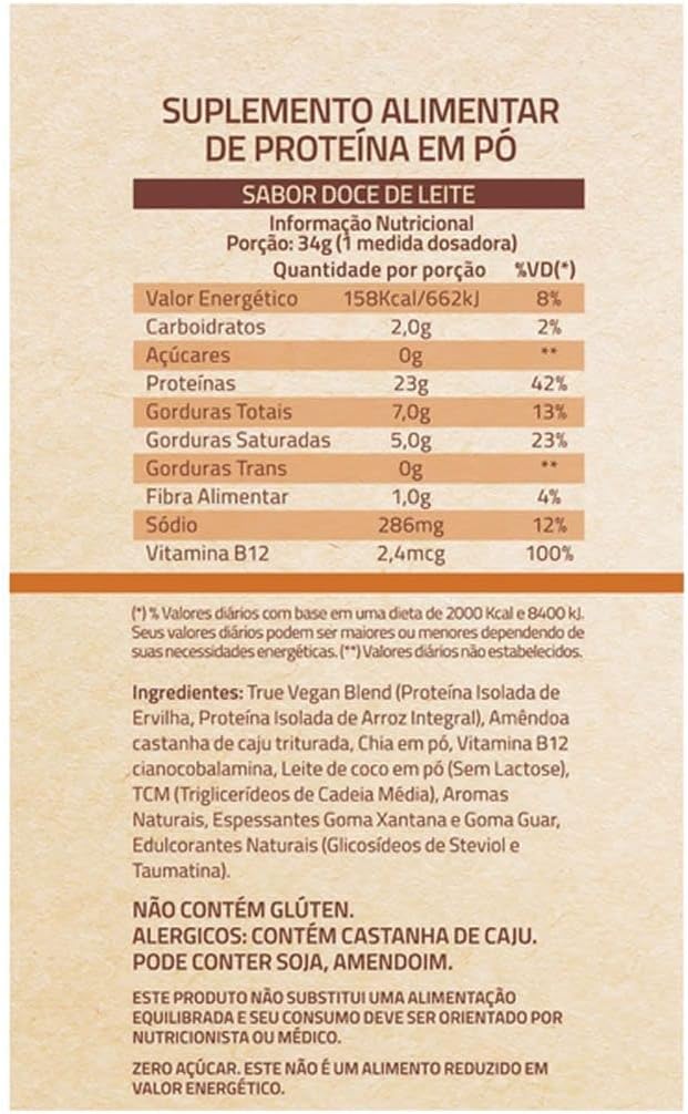 TRUE VEGAN 837 GR (DOCE DE LEITE ) - TRUE SOURCE