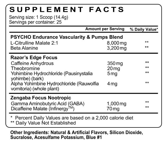 PRÉ-TREINO | EDGE OF INSANITY 355 GR (IMPORTADO) - PSYCHO PHARMA