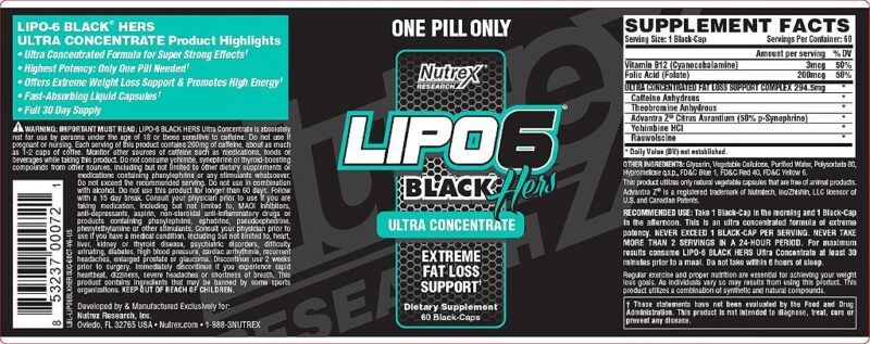 LIPO6| BLACK| UC HERS (60 CÁPSULAS) - NUTREX