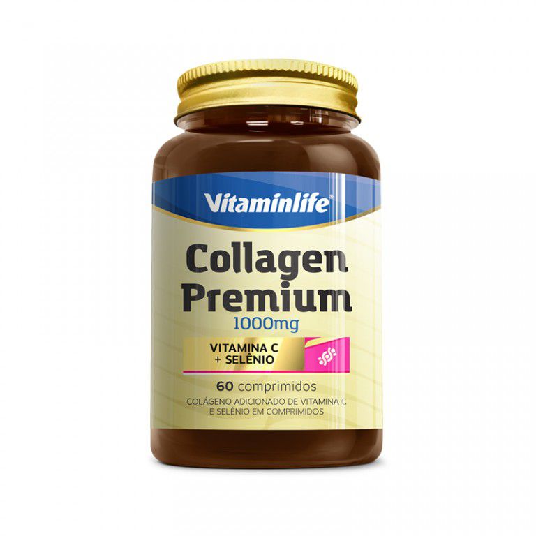 COLLAGEN PREMIUM 1000 MG VITAMINA C + SELENIO 60 CÁPSULAS - VITAMINLIFE