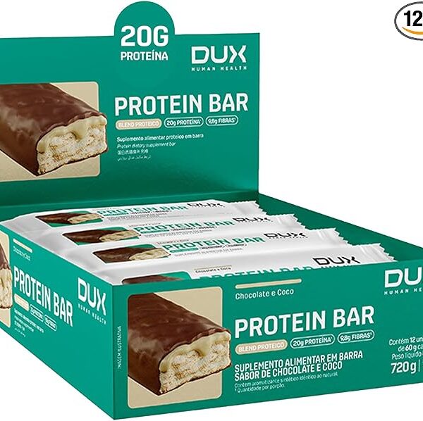 PROTEIN BAR 12 UNIDADES (CHOCOLATE E COCO) 08-2026 - DUX NUTRITION