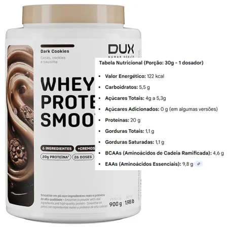 WHEY PROTEIN SMOOTHIE DARK COOKIES 900 GR - DUX NUTRITION