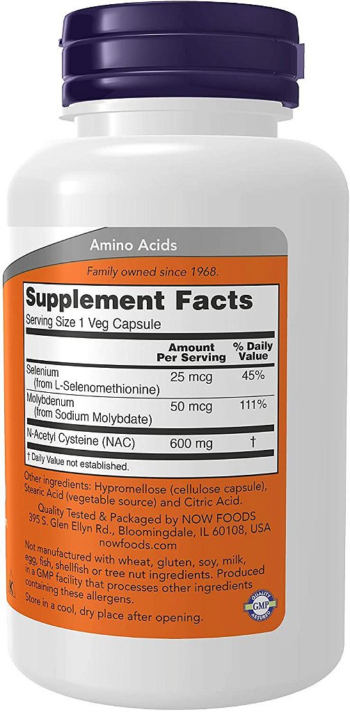NAC N ACETIL L CISTEINA 600 MG 100 CÁPSULAS  - NOW FOODS