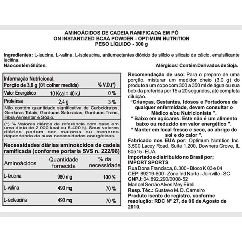 BCAA POWDER 300 GR (100 DOSES) - OPTIMUM NUTRITION