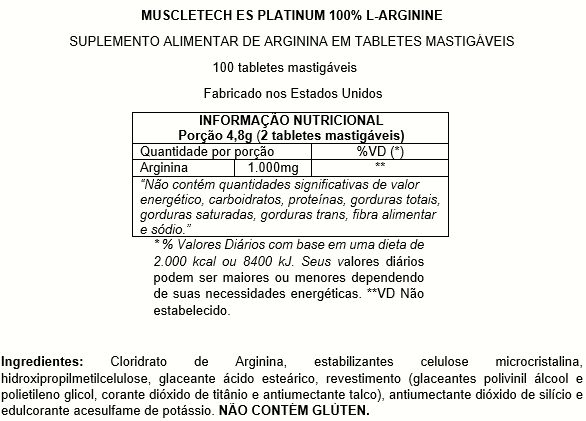PLATINUM 100% L-ARGININE (100CAPS) -  MUSCLETECH