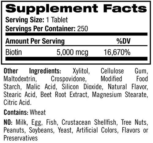 BIOTINA 5.000 MCG 250 TABLETS - NATROL