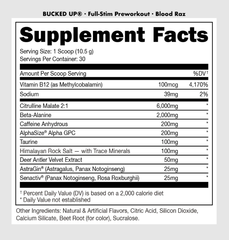 PRE-WORKOUT BUCKED UP 320 GRAMAS