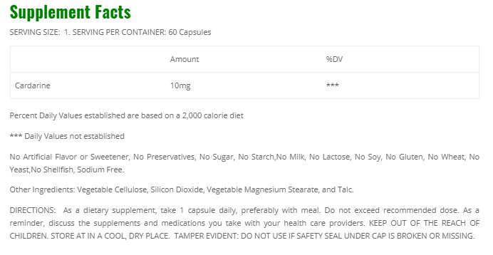 CARDARINE 10 MG (60 CÁPSULAS) - KN NUTRITION