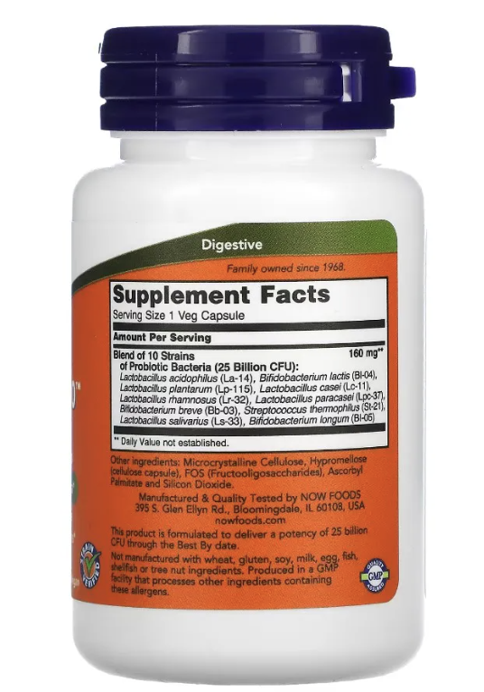 PROBIOTIC-10 25 BILION 50 CÁPSULAS  - NOW FOODS