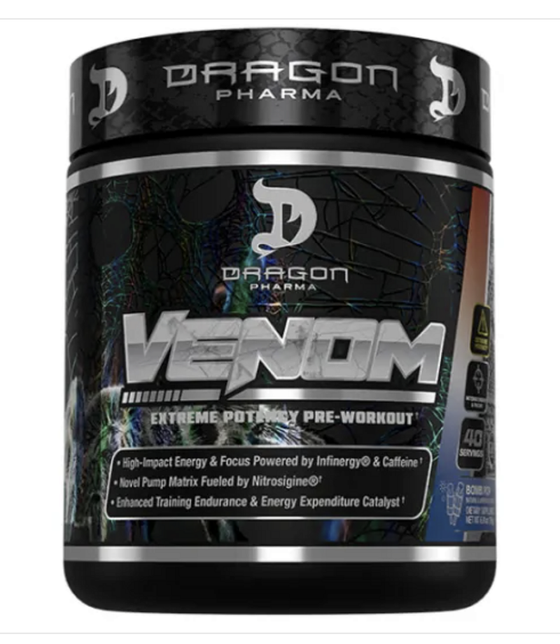 VENOM , PRÉ-TREINO, 40 DOSES , MELÂNCIA - DRAGON PHARMA