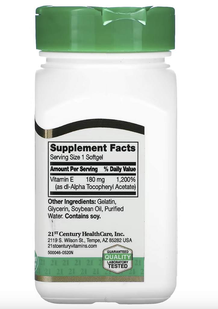 VITAMINA E 180 MG 400 IU - 21ST CENTURY