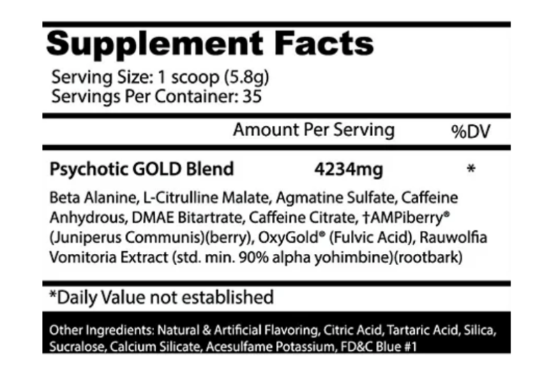 PSYCHOTIC GOL-D PRE-TREINO 214 GR (FRUIT PUNCH) - INSANE LABZ IMPORTADO