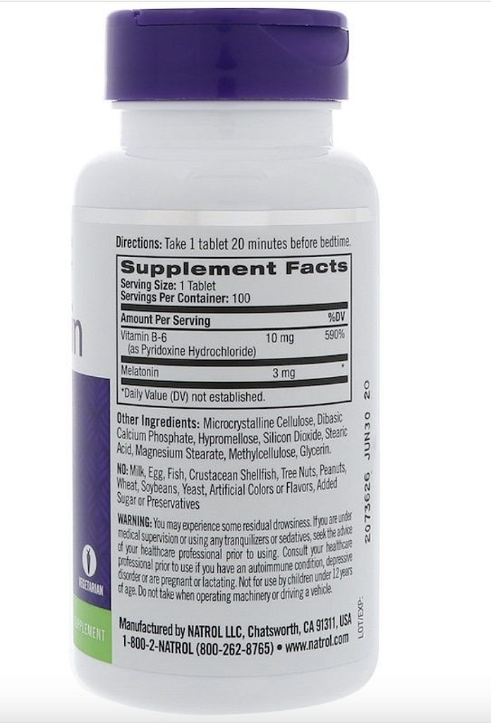 MELATONINA 3MG TIME RELEASE 100 TABLETS - NATROL