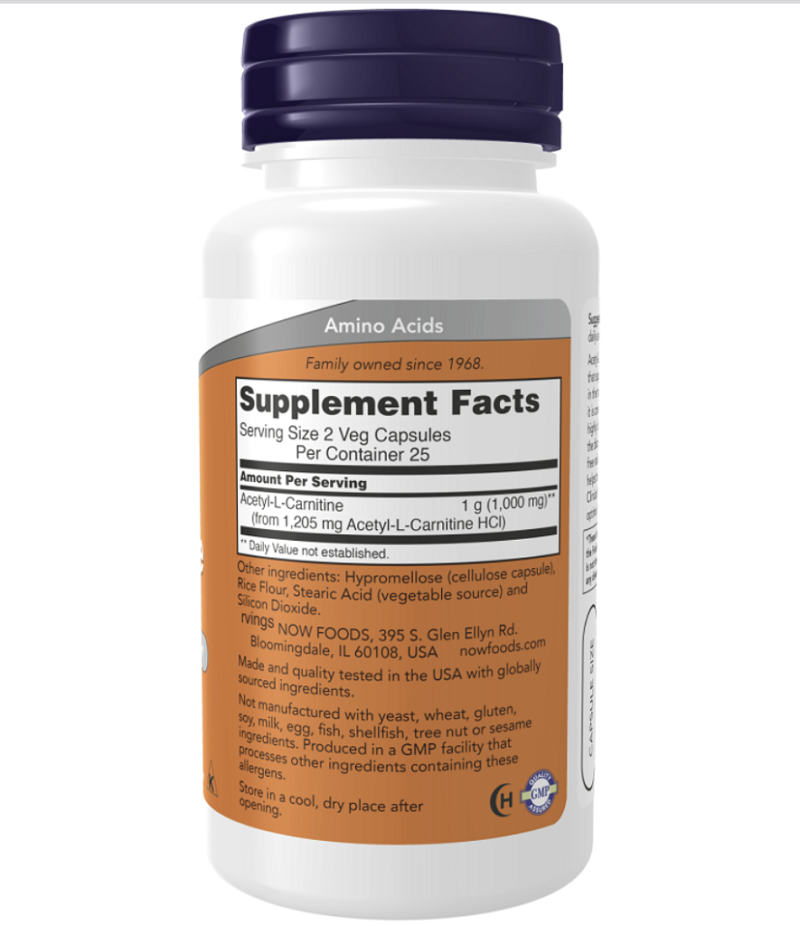 ACETIL-L CARNITINA 500 MG 100 CAPS - NOW