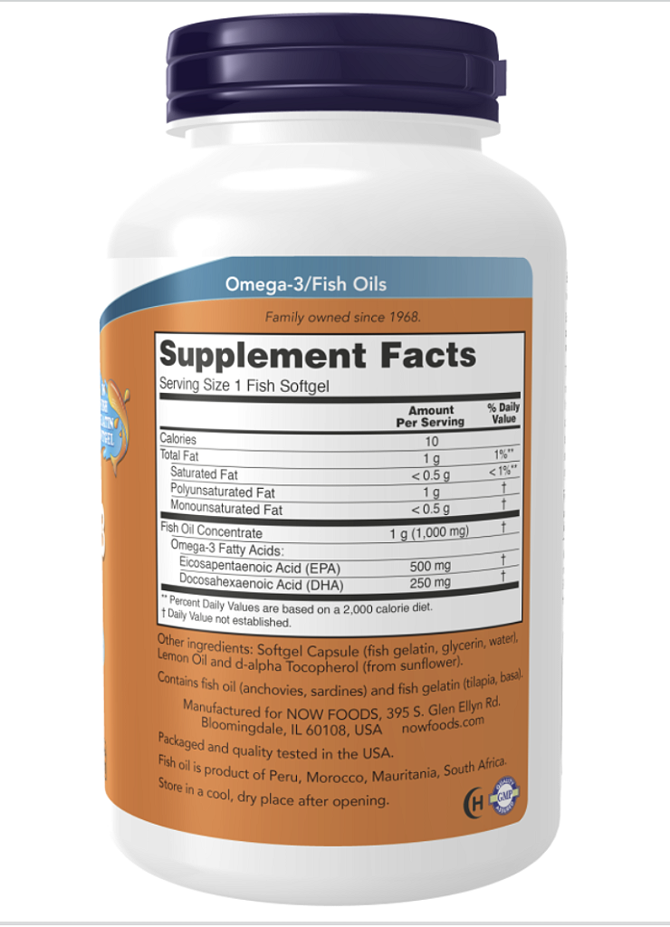 ULTRA OMEGA 3 500 EPA/250 DHA 180 TABLETS - NOW FOODS