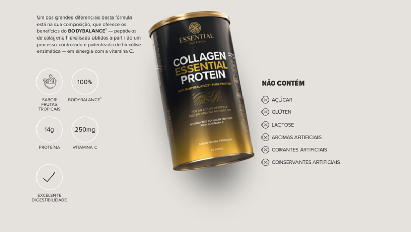 COLLAGEN ESSENTIAL PROTEIN NOVO LATA 457,5 GR 30 DOSES - ESSENTIAL NUTRITION