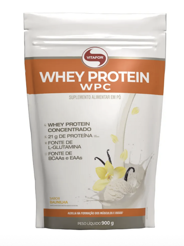 WHEY PROTEIN WPC REFIL 900 GR (MORANGO) - VITAFOR