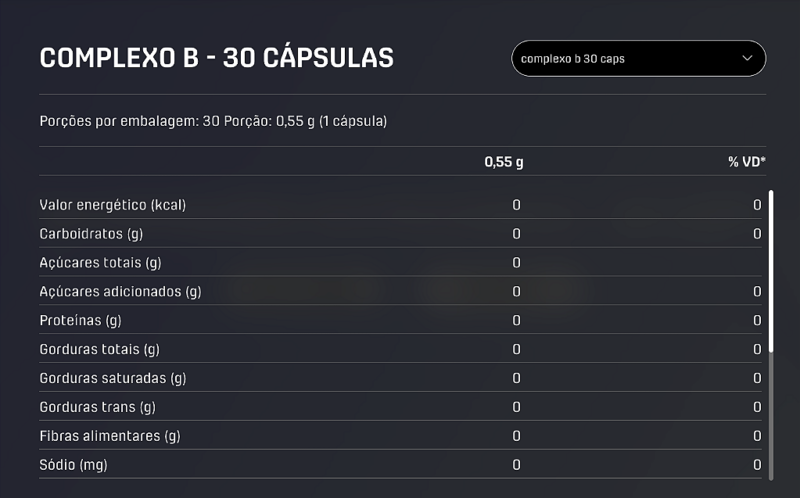 COMPLEXO B 30 CÁPSULAS - DUX NUTRITION