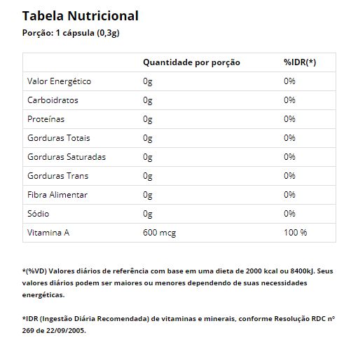 BETA CAROTENE 60 CÁPSULAS - VITAMINLIFE