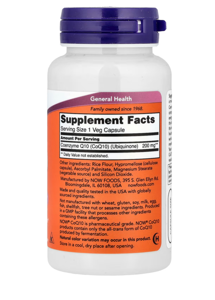 COQ10 200 MG 60 CAPS - NOW FOODS