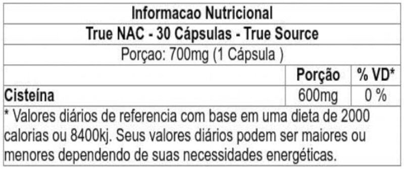 TRUE NAC 600 MG 30 CÁPSULAS - TRUE SOURCE