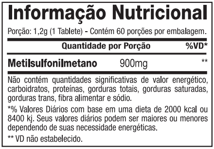 METISULFONILMETANO MSM 60 TABLETS - PERFORMANCE