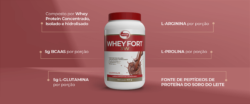 WHEY FORT 3W 900 GR (BAUNILHA) - VITAFOR