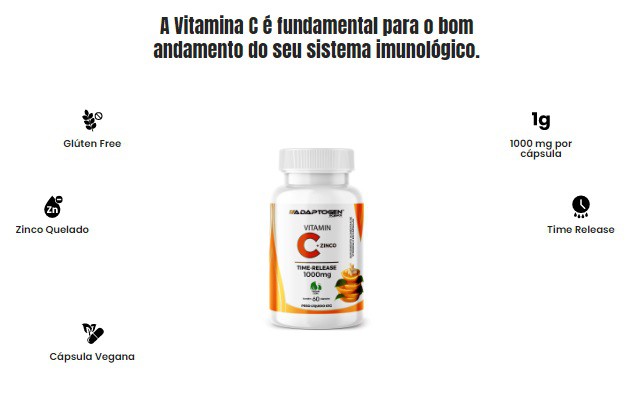 VITAMINA C + ZINCO 60 CÁPSULAS - ADAPTOGEN